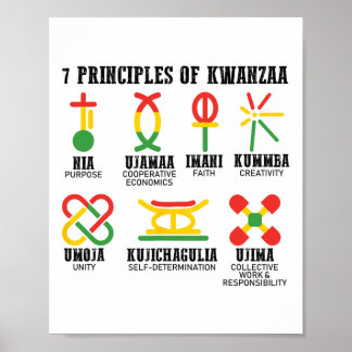 Affiche Sept Principes De Kwanzaa Fier Africain-Américain