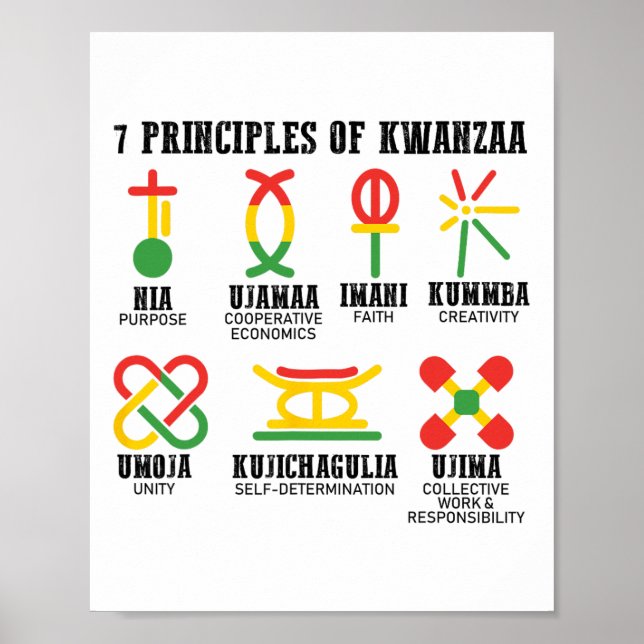 Affiche Sept Principes De Kwanzaa Fier Africain-Américain (Devant)