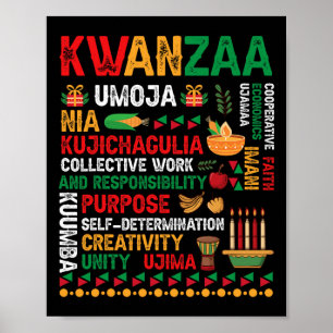 Affiche Sept Principes De Kwanzaa Fier Africain-Américain
