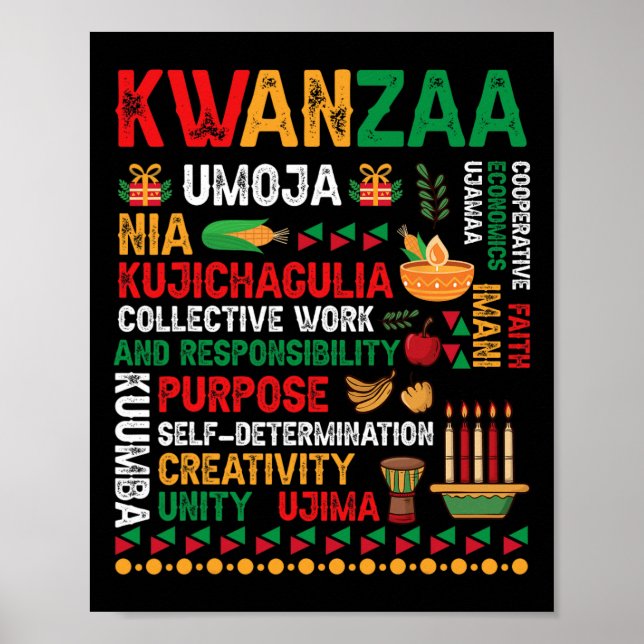 Affiche Sept Principes De Kwanzaa Fier Africain-Américain (Devant)