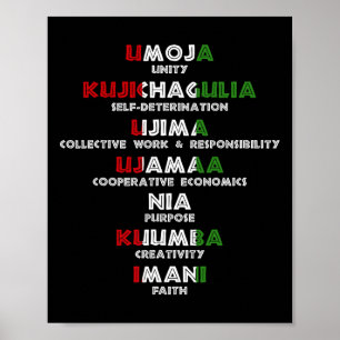 Affiche Sept Principes De Kwanzaa Fier Africain-Américain