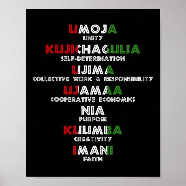Affiche Sept Principes De Kwanzaa Fier Africain-Américain (Devant)