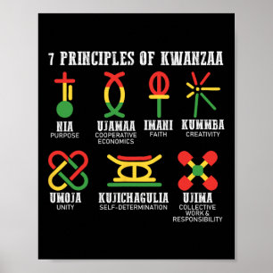 Affiche Sept Principes De Kwanzaa Fier Africain-Américain