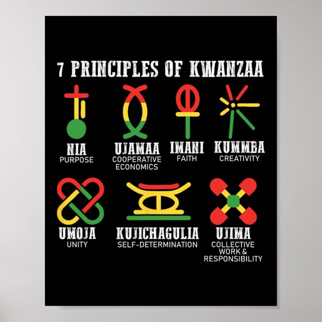 Affiche Sept Principes De Kwanzaa Fier Africain-Américain (Devant)