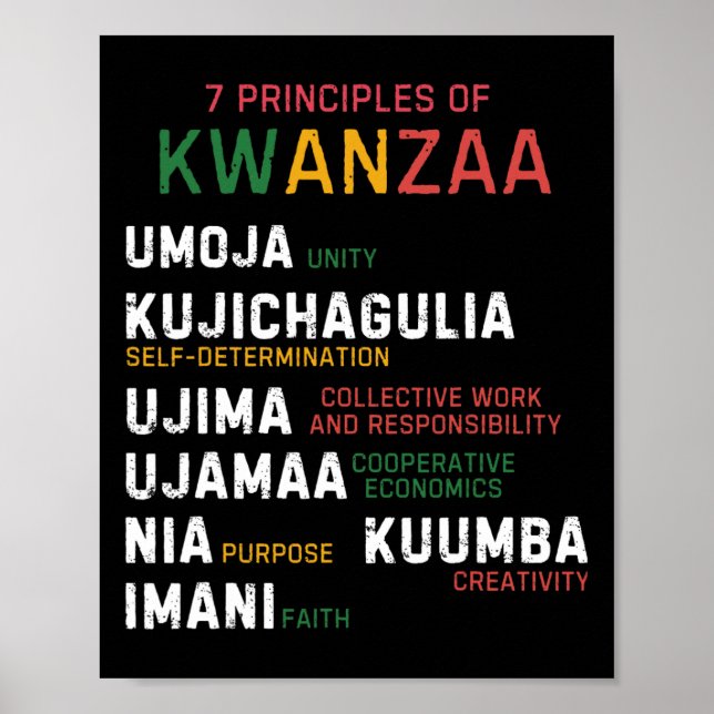 Affiche Sept Principes De Kwanzaa Happy Kwanzaa (Devant)
