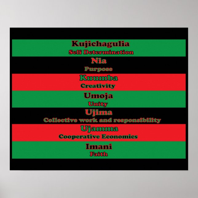 Affiche Sept principes de Kwanzaa (horizontal) (Devant)