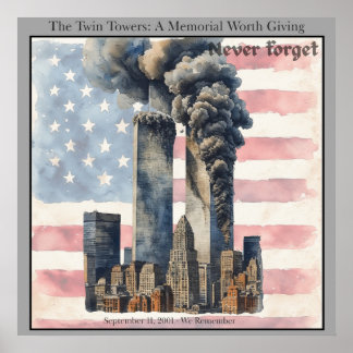 Affiche September 11 Twin Towers Memorial Wall Art 