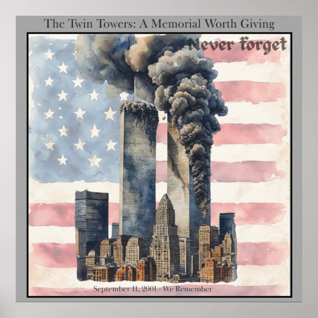 Affiche September 11 Twin Towers Memorial Wall Art  (Devant)