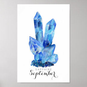Affiche Septembre Birthstone - Sapphire Watercolor   Poste