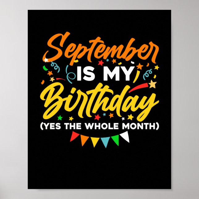 Affiche Septembre Est Mon Anniversaire Le Mois Entier Sept (Devant)