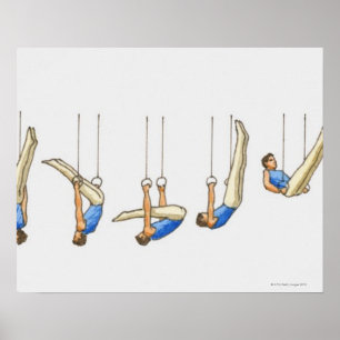 Affiche Séquence d'illustrations montrant la gymnaste masc