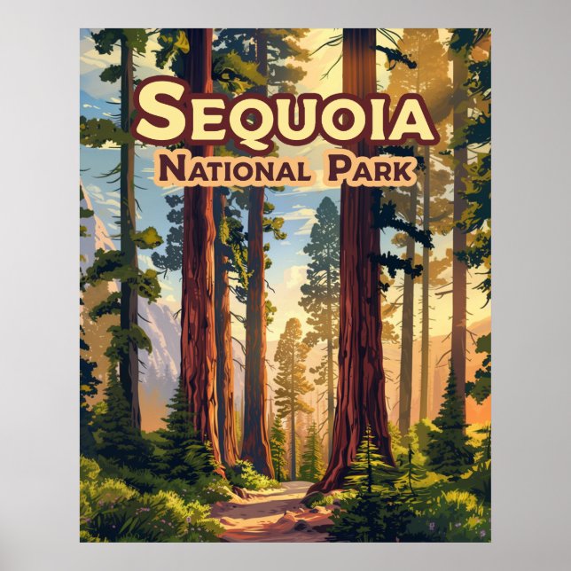 Affiche Sequoia National Park California Tree Retro (Devant)