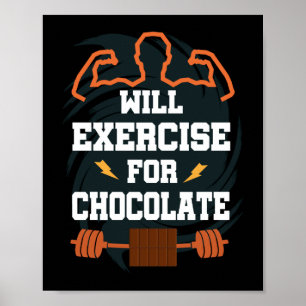 Affiche Sera Exercice Pour Chocolat Funny Gym Exercice