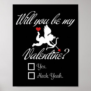 Affiche Seras-Tu Ma Saint-Valentin Cœur Drôle Cupidon V-da
