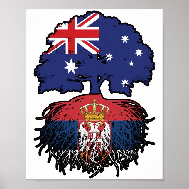 Affiche Serbie Serbe Australie racine des arbres (Devant)