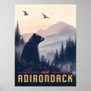 Affiche Serene Adirondack Bear : Un Vintage