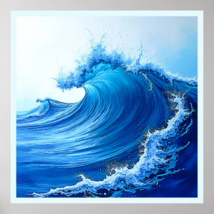 Affiche Serene Blue Wave Splashes