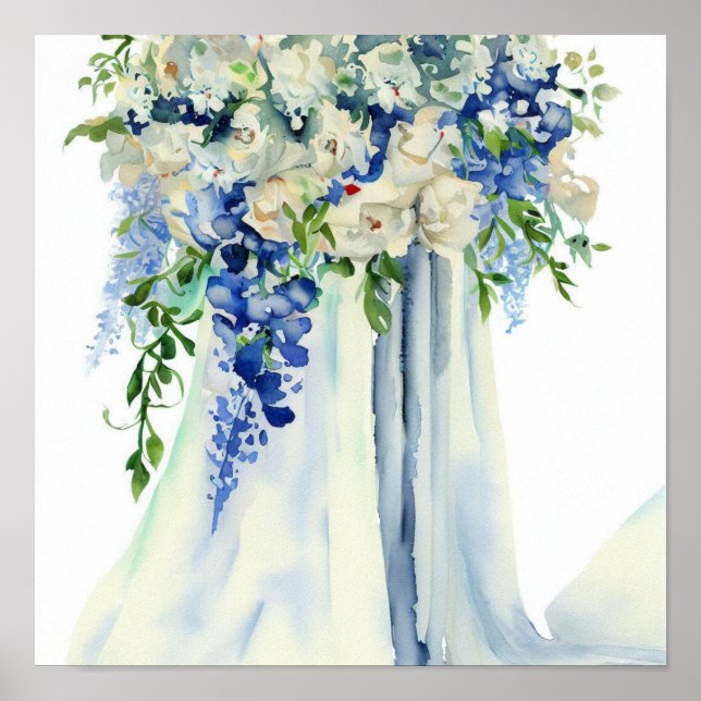 Affiche Serene Blues, Bridal Cascading Bouquet 1, (Devant)