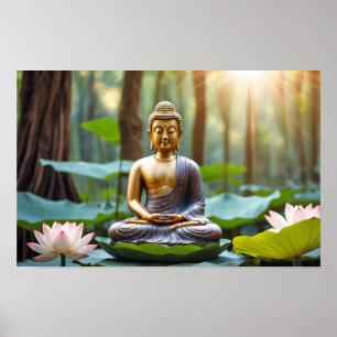 Affiche Serene Bouddha Statue Zen Vibes Harmonie Jardin Ca