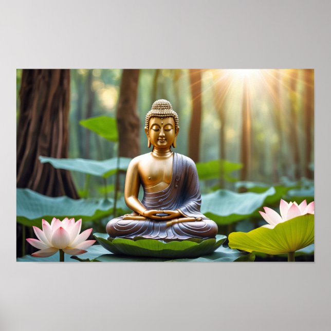 Affiche Serene Bouddha Statue Zen Vibes Harmonie Jardin Ca (Devant)