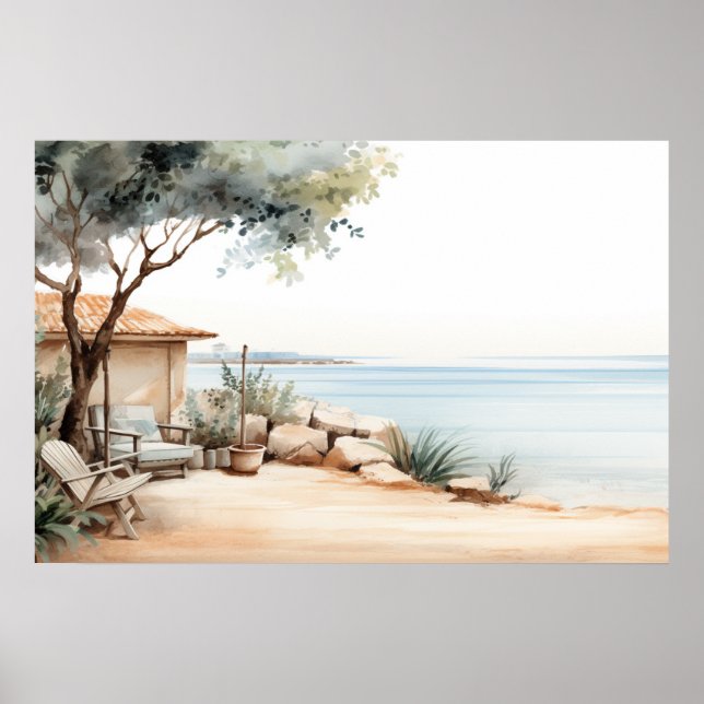 Affiche Serene Chypre : Imprimantes d'aquarelle numérique (Devant)