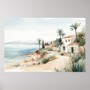 Affiche Serene Chypre : Imprimantes d'aquarelle numérique