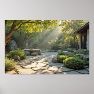 Affiche Serene Garden Wellness Bougie Lumière Zen Vibes Ca