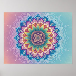 Affiche Serene Mandala : Un Pastel Kaleidoscope