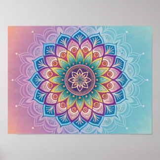 Affiche Serene Mandala : Un Pastel Kaleidoscope