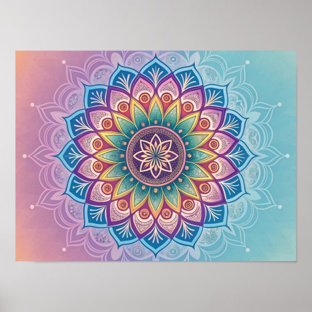 Affiche Serene Mandala : Un Pastel Kaleidoscope (Devant)