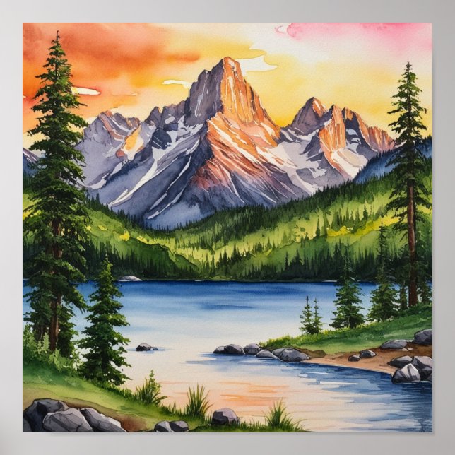 Affiche Serene Mountain and Trees (Devant)