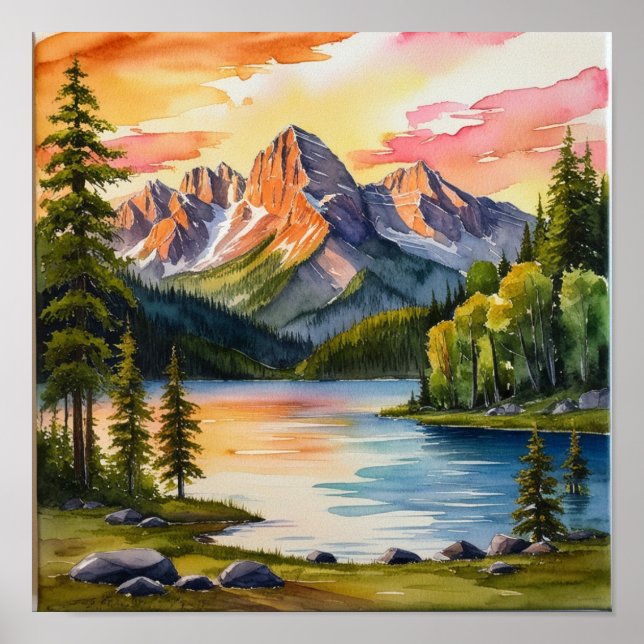 Affiche Serene Mountain and Trees (Devant)