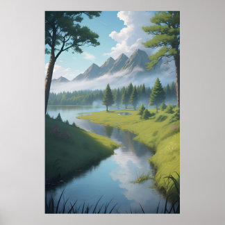 Affiche Serene Mountain River
