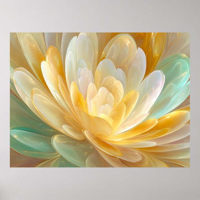 Affiche Serene Radiance of Golden and Aqua Petal Layers (Devant)