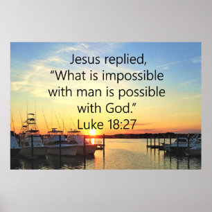 AFFICHE SERENE SUNSET LUKE 18:27 CONCEPTION DE SCRIPTURE