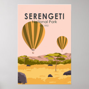 Affiche Serengeti National Park Tanzania Hot Air Balloon