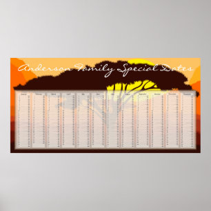 Affiche Serengeti Parapluie Calendrier d'anniversaire néer