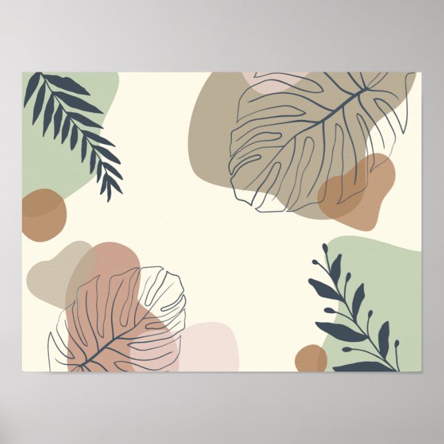 Affiche Sérénissime Feuille Tropicale Art Abstrait (Devant)