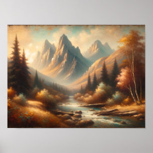 Affiche Sérénité alpine : Paysage de montagne majestueux