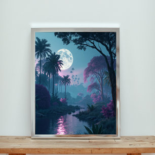 Affiche Sérénité au Clair de Lune : Un Paysage de Rêve de