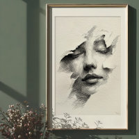 Sérénité brisée : Visage monochrome complexe