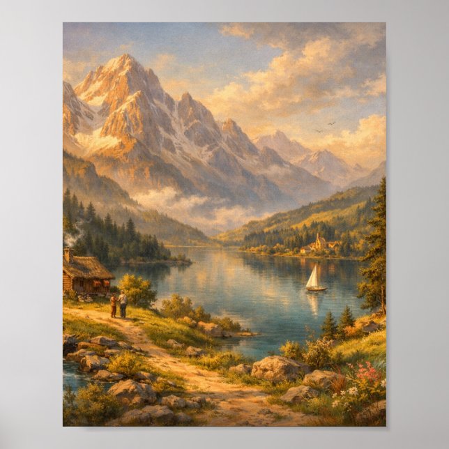 Affiche Serenité d'antan – Paysage de rêve alpin (Devant)