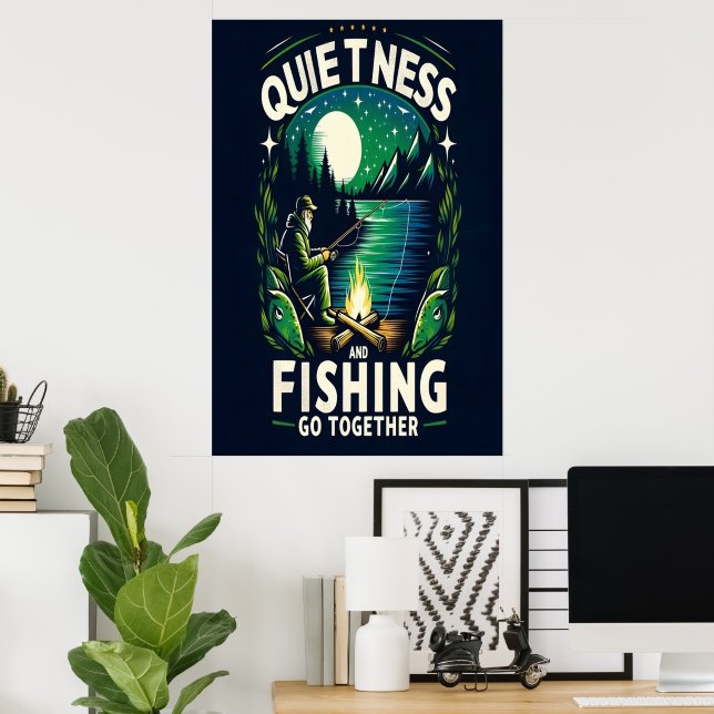 Affiche Sérénité de la pêche nocturne (Bureau à domicile)