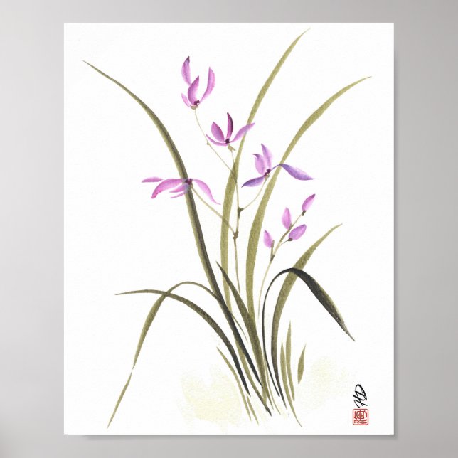 Affiche Serenité de l'orchidée lavande (Devant)