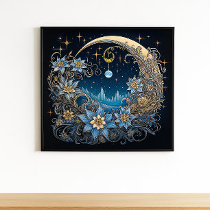 Affiche Sérénité de minuit : une floraison céleste
