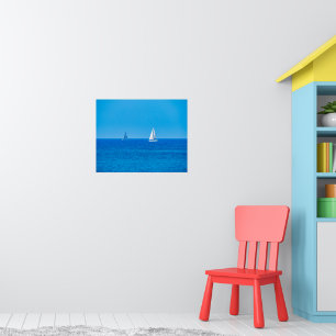 Affiche Sérénité méditerranéenne : Voiliers à l'horizon