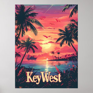 Affiche Sérénité occidentale clé : coucher de soleil tropi