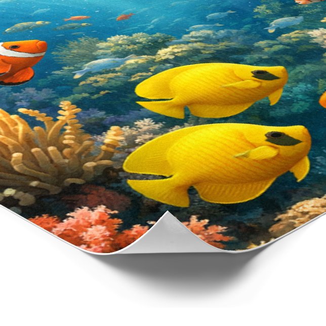 Affiche Sérénité sous les vagues – Art de poissons d'océan (Coin)