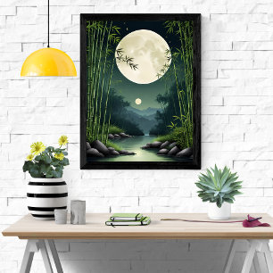 Affiche Sérénité zen : Nuit bambou sur la forêt