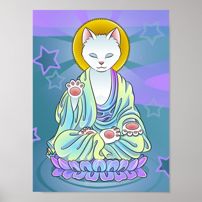 Affiche Serenity Meow Chat Bouddha Zen (Devant)